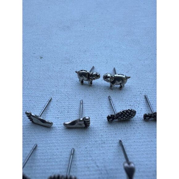 Lot of 5 Pairs Sterling Silver Earrings - Vintage Sterling Silver Stud Earrings - Picture 7 of 9